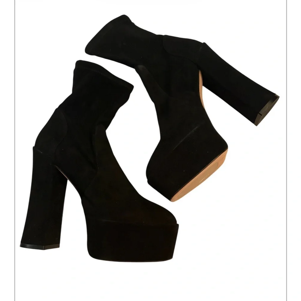 Stuart Weitzman Sky High Platform Stretch Ankle Boots Size 8 1/2